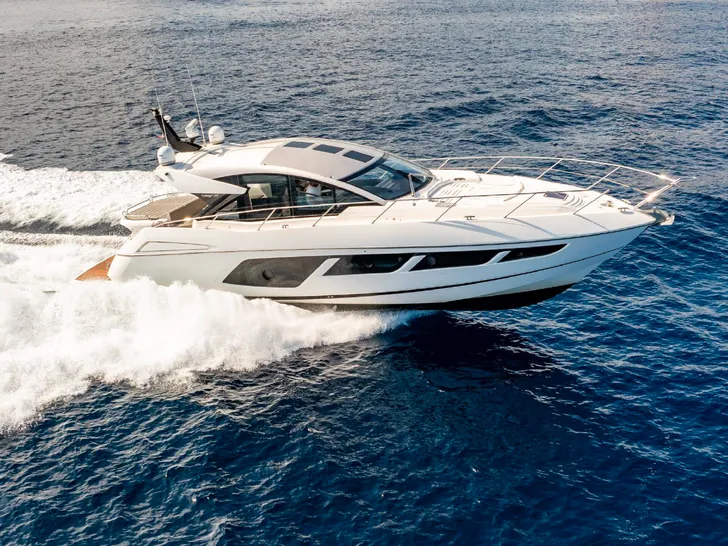 Sunseeker Predator 57 - cruising across the French Riviera waterline Sunseeker Predator 57 - cruising across the French Riviera waterline