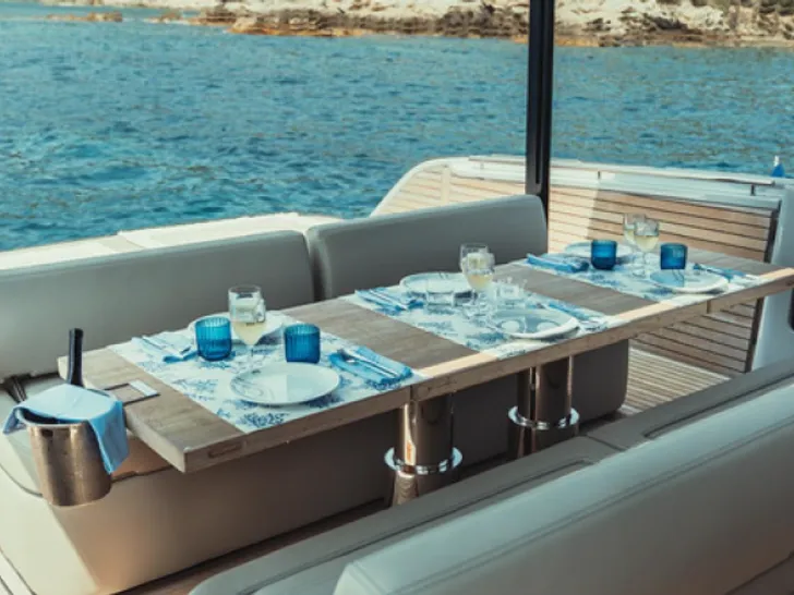 ABAJA Cranchi A46 - aft deck dining area ABAJA Cranchi A46 - aft deck dining area