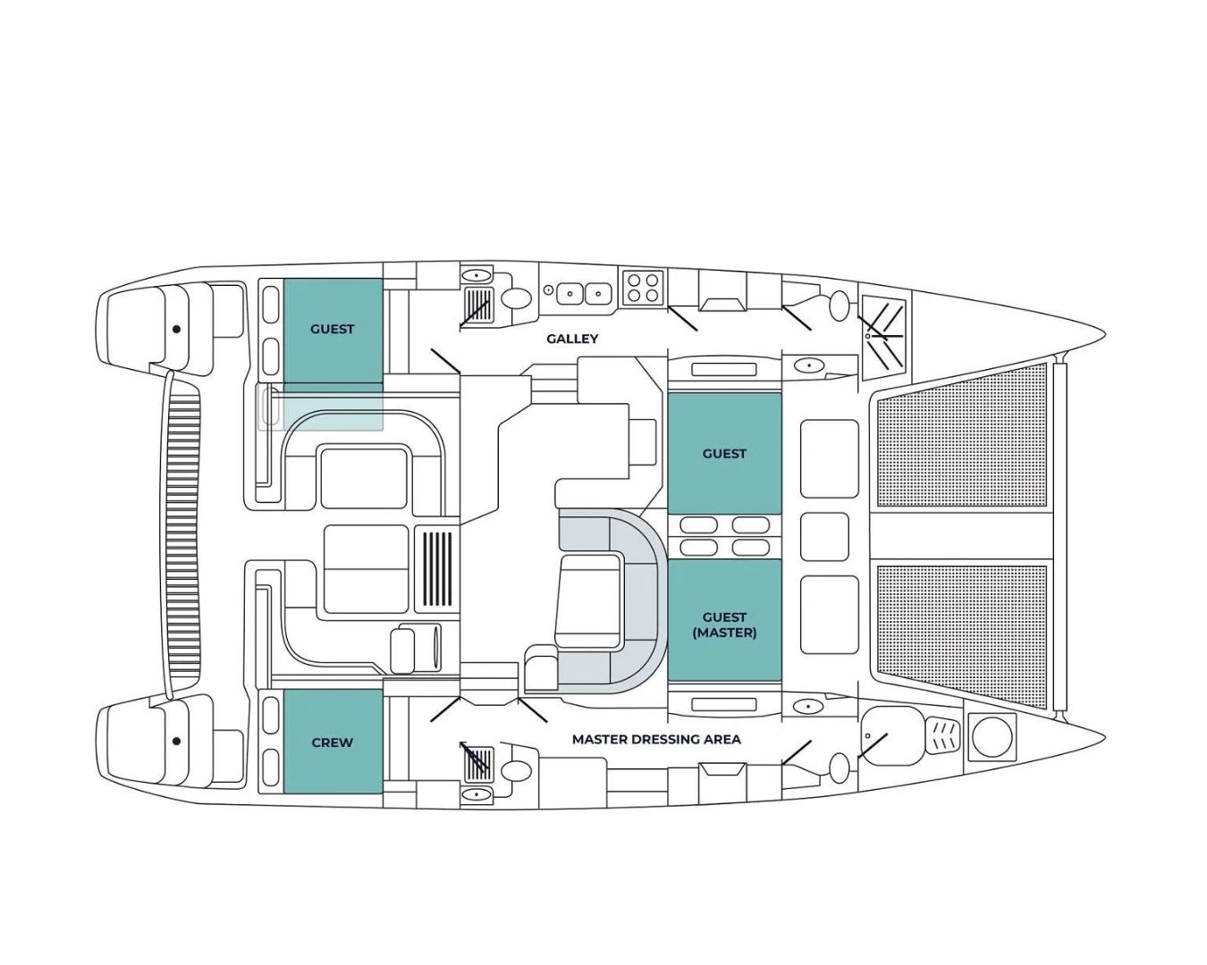 TAHINA St. Francis 50 - saloon and cabin layout