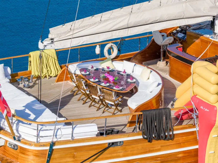 TAKE IT EASIER Umut Yillikci 38m - aft deck alfresco dining area TAKE IT EASIER Umut Yillikci 38m - aft deck alfresco dining area