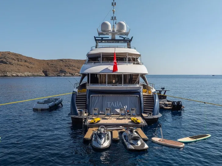 TALIA Heesen 4000 - aft shot with the water toys TALIA Heesen 4000 - aft shot with the water toys