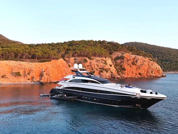 TALIA Heesen 4000 - anchored near an island TALIA Heesen 4000 - anchored near an island