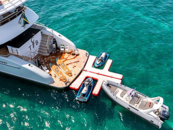 TCB Trinity 164 - top aft shot with the water toys TCB Trinity 164 - top aft shot with the water toys