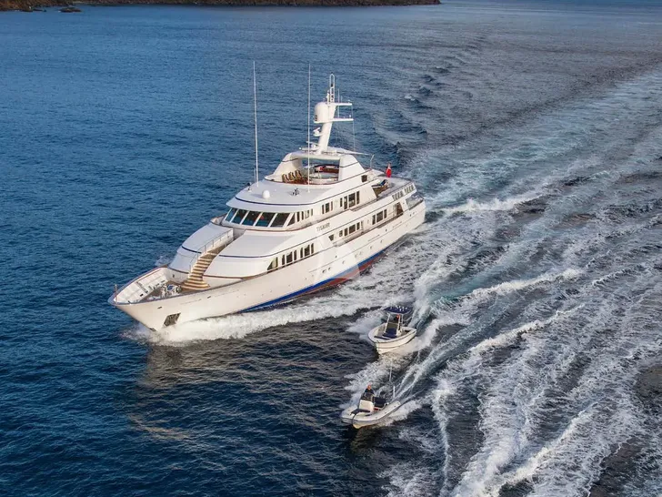 TELEOST Feadship 49m - cruising with the tenders and jet ski TELEOST Feadship 49m - cruising with the tenders and jet ski