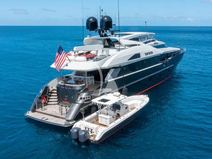 TEMPTATION Palmer Johnson 123 - anchored aft shot TEMPTATION Palmer Johnson 123 - anchored aft shot