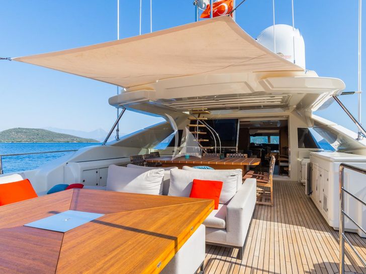 THALYSSA Ferretti Custom Line 124 - sky deck lounging and dining THALYSSA Ferretti Custom Line 124 - sky deck lounging and dining