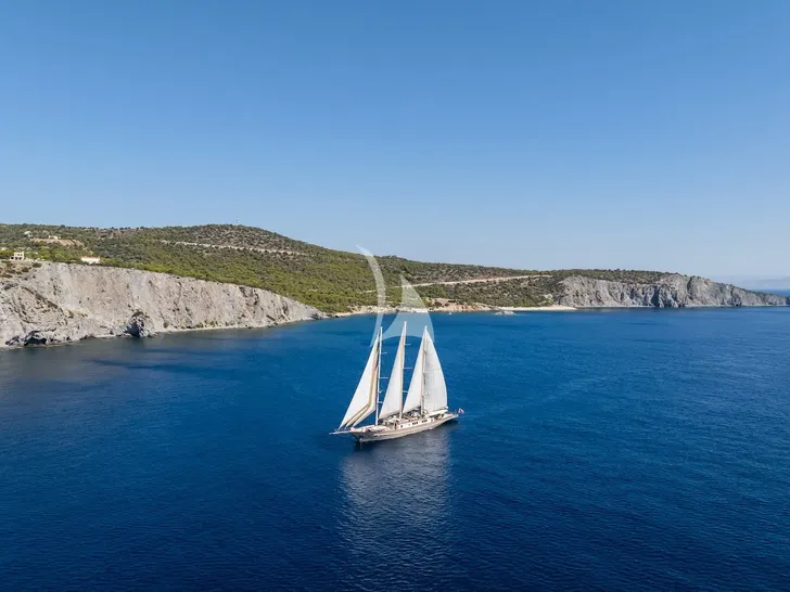 THE LANGLEY Aegean 62m - aerial shot while sailing across the Croatian waterline THE LANGLEY Aegean 62m - aerial shot while sailing across the Croatian waterline