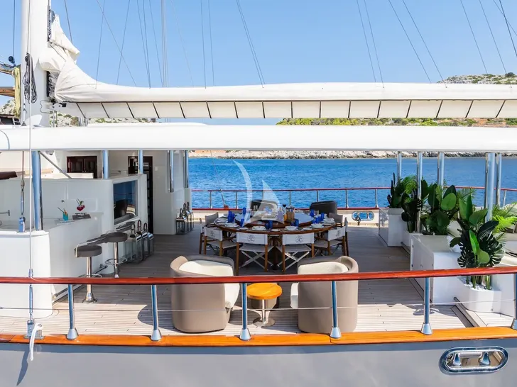 THE LANGLEY Aegean 62m - main aft deck shaded THE LANGLEY Aegean 62m - main aft deck shaded