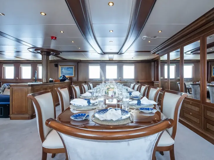 THE LANGLEY Aegean 62m - main dining set up THE LANGLEY Aegean 62m - main dining set up