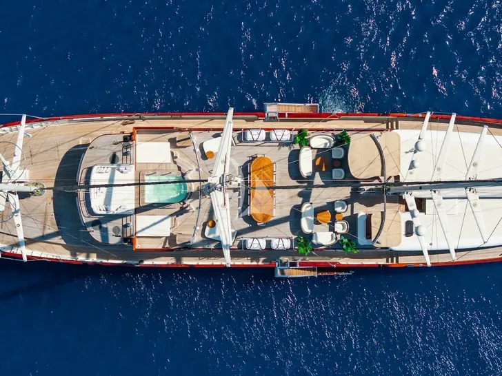 THE LANGLEY Aegean 62m - top shot of the sundeck THE LANGLEY Aegean 62m - top shot of the sundeck