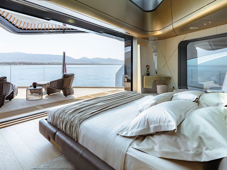 THIS IS IT Tecnomar Radical 43 m - master cabin balcony THIS IS IT Tecnomar Radical 43 m - master cabin balcony