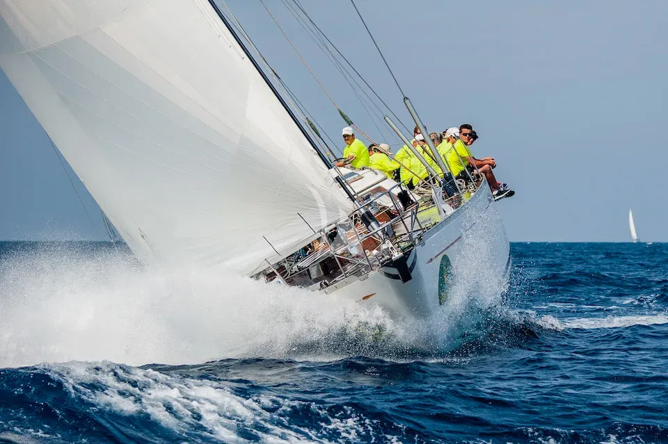 TIGRIS Nautor's Swan 76 - sailing bow view