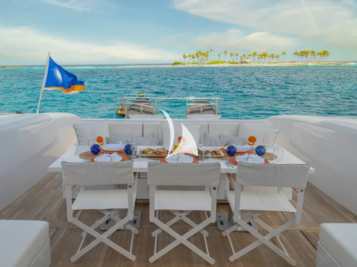 TOTAL Mangusta 108 Crewed Motor Yacht Al fresco Dining TOTAL Mangusta 108 Crewed Motor Yacht Al fresco Dining