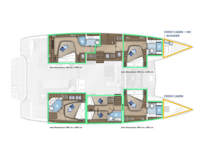 TRI WING Lagoon 55 - cabin layout TRI WING Lagoon 55 - cabin layout