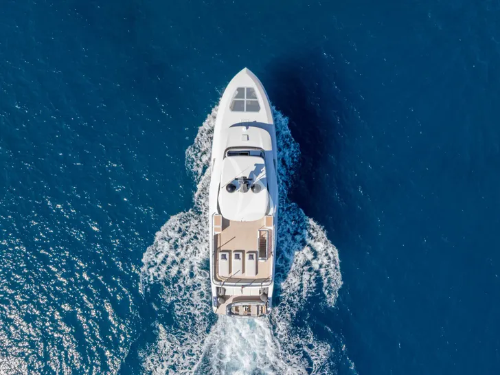 TRILOGY Ferretti Infynito 80 - top shot cruising TRILOGY Ferretti Infynito 80 - top shot cruising
