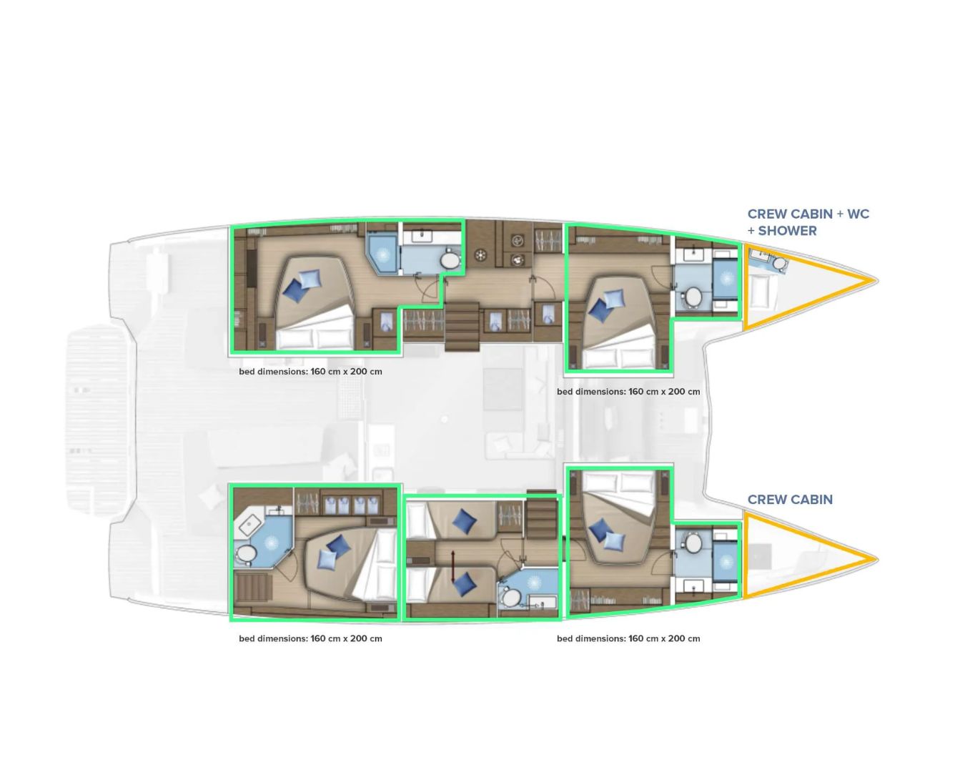 TRIWING OSSUS Lagoon 55 - cabin layout
