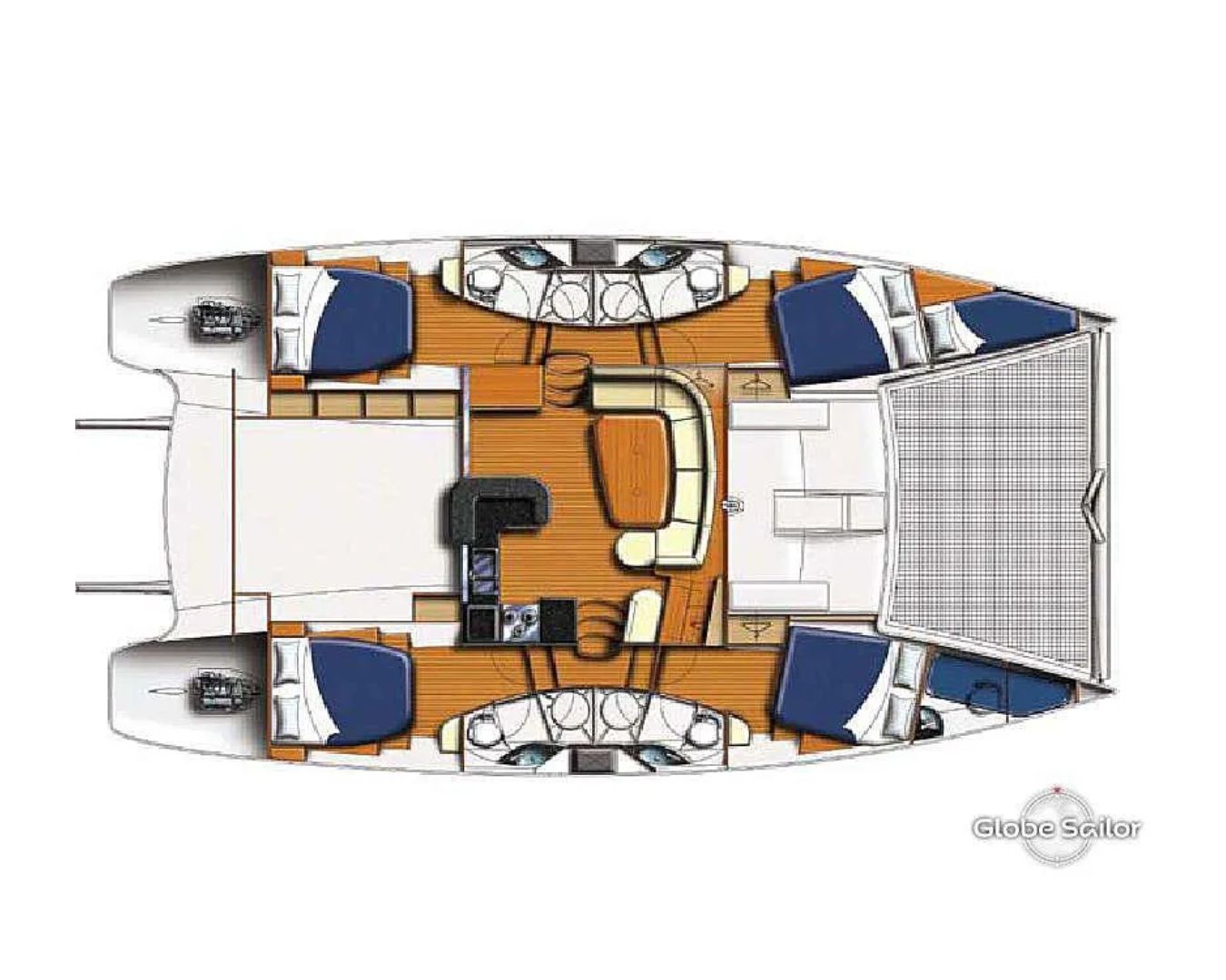Layout for THE SPACE BETWEEN Leopard 46 - cabin layout