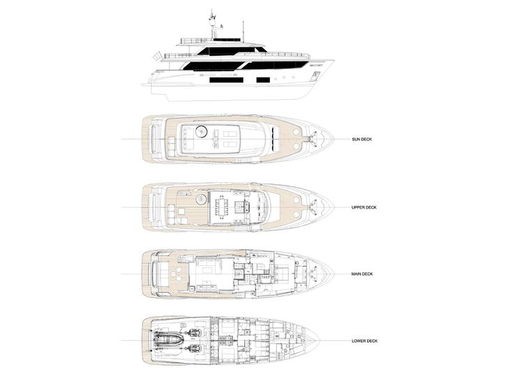 TWINS Ferretti Custom Line Navetta 30 - layout TWINS Ferretti Custom Line Navetta 30 - layout
