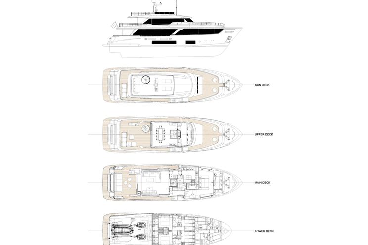 Layout for TWINS Ferretti Custom Line Navetta 30 - layout