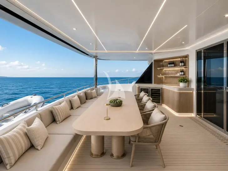 UNDER THE RADAR HeySea 80 - aft deck dining area UNDER THE RADAR HeySea 80 - aft deck dining area