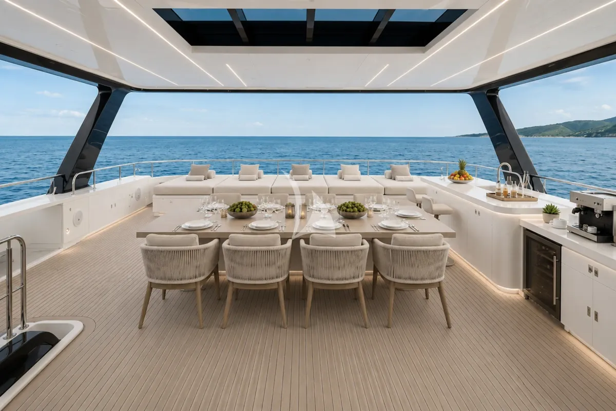 UNDER THE RADAR HeySea 80 - flybridge alfresco dining