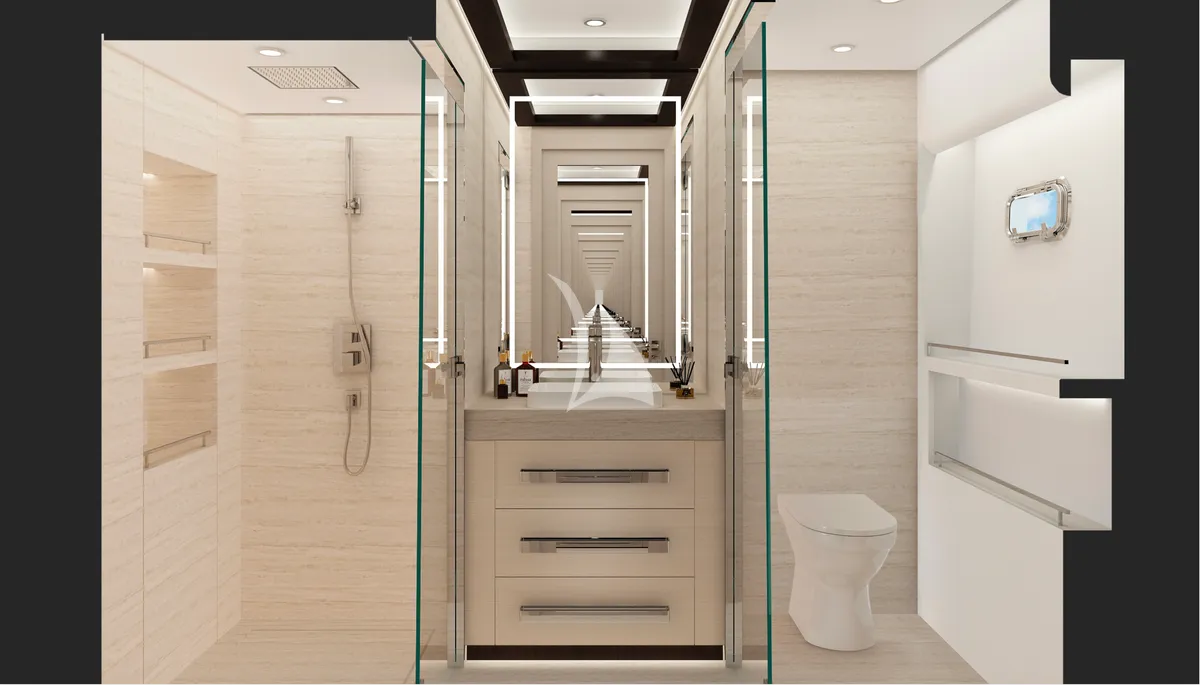 UNDER THE RADAR HeySea 80 - master cabin ensuite bathroom