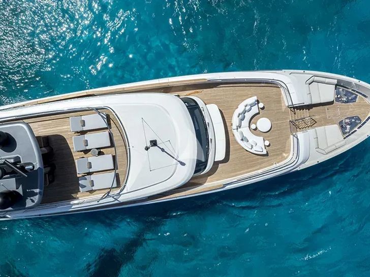 UNIQUE S Sanlorenzo SD118 - aerial shot foredeck UNIQUE S Sanlorenzo SD118 - aerial shot foredeck