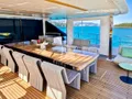 UPSTREAM Ferretti Custom Line Navetta 33 - sky deck aft alfresco dining area UPSTREAM Ferretti Custom Line Navetta 33 - sky deck aft alfresco dining area