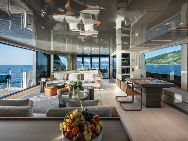 VAUBAN Sanlorenzo SL120 Asymmetric - main saloon wide view VAUBAN Sanlorenzo SL120 Asymmetric - main saloon wide view