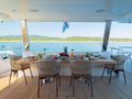 WATERMACHINE Gulf Craft Majesty 100 - aft deck alfresco dining area WATERMACHINE Gulf Craft Majesty 100 - aft deck alfresco dining area