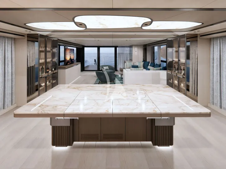 WHITE STAR Mangusta(Overmarine)Oceano 39 - main dining table WHITE STAR Mangusta(Overmarine)Oceano 39 - main dining table