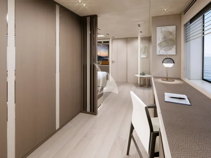 WHITE STAR Mangusta(Overmarine)Oceano 39 - master cabin office WHITE STAR Mangusta(Overmarine)Oceano 39 - master cabin office