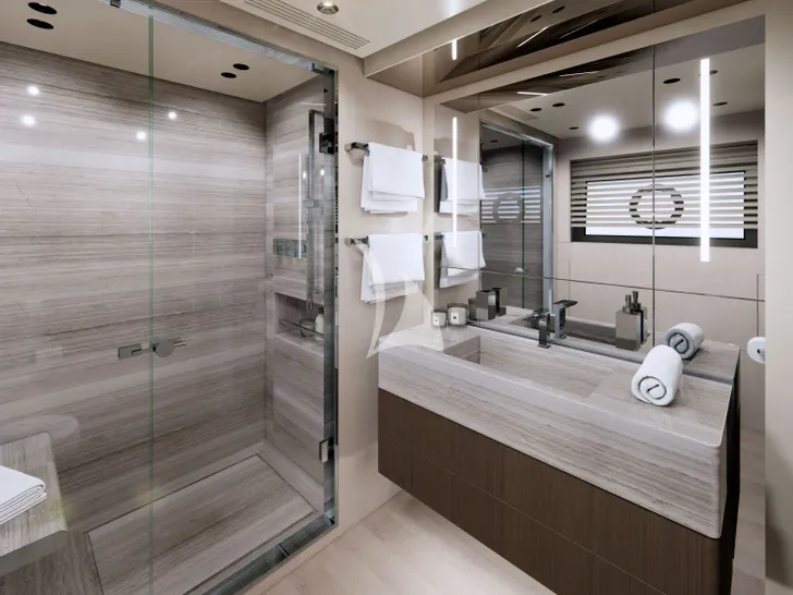WHITE STAR Mangusta(Overmarine)Oceano 39 - twin cabin bathroom WHITE STAR Mangusta(Overmarine)Oceano 39 - twin cabin bathroom