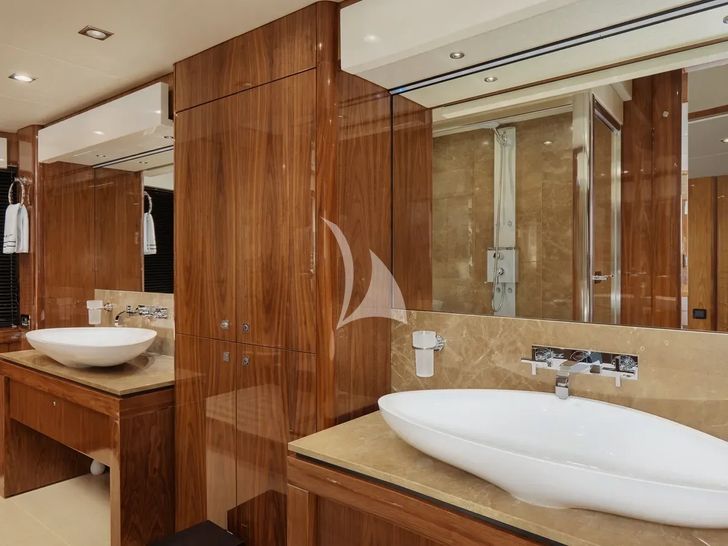 WICKED PLAY Sunseeker 115 Sport Yacht - master cabin bathroom lavatory WICKED PLAY Sunseeker 115 Sport Yacht - master cabin bathroom lavatory