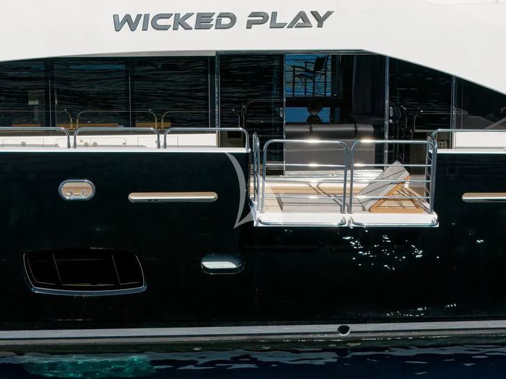 WICKED PLAY Sunseeker 115 Sport Yacht - side balcony WICKED PLAY Sunseeker 115 Sport Yacht - side balcony