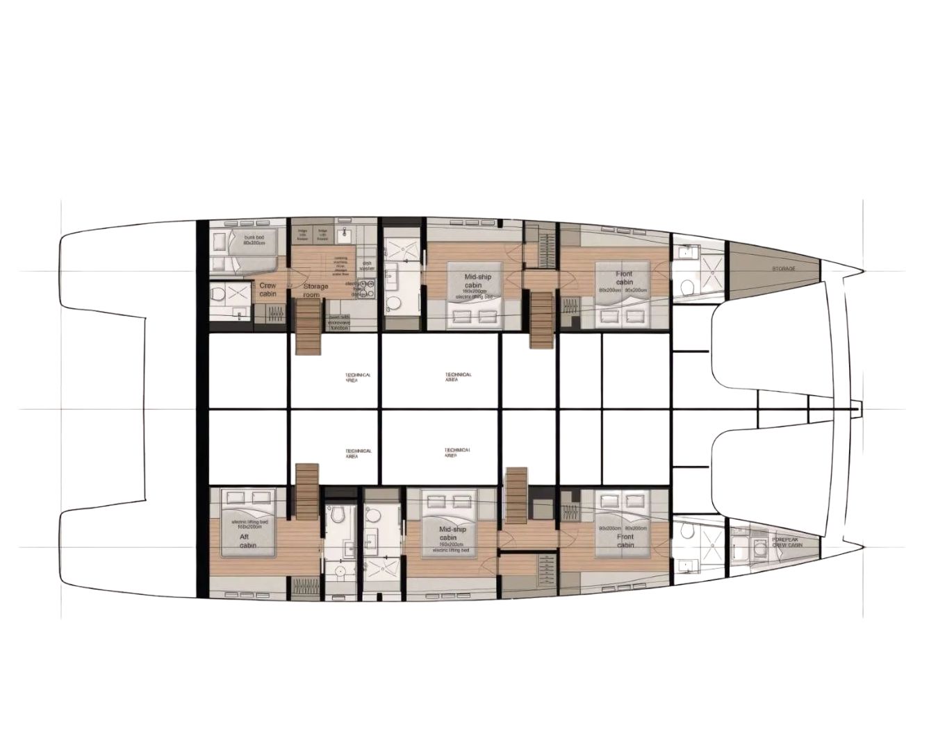 Layout for XMOTION Sunreef 80 - cabin layout