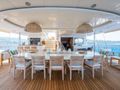 YAZZ Aegean Custom Sailing Yacht 55m aft alfresco dining area