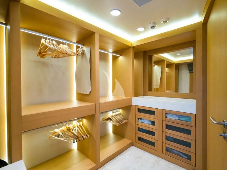 YAZZ Aegean Custom Sailing Yacht 55m - master cabin closet YAZZ Aegean Custom Sailing Yacht 55m - master cabin closet