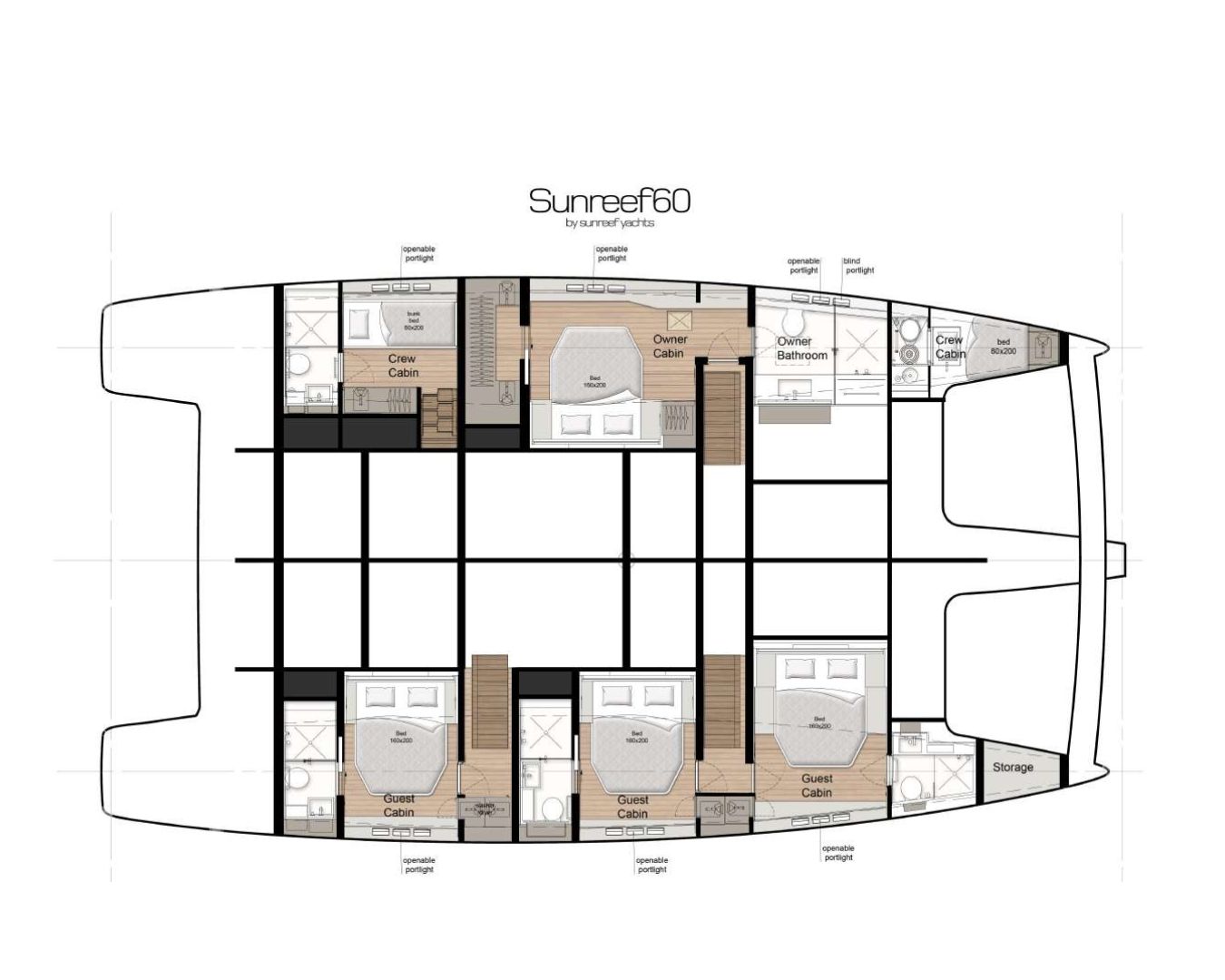 YLIME Sunreef 60 - cabin layout