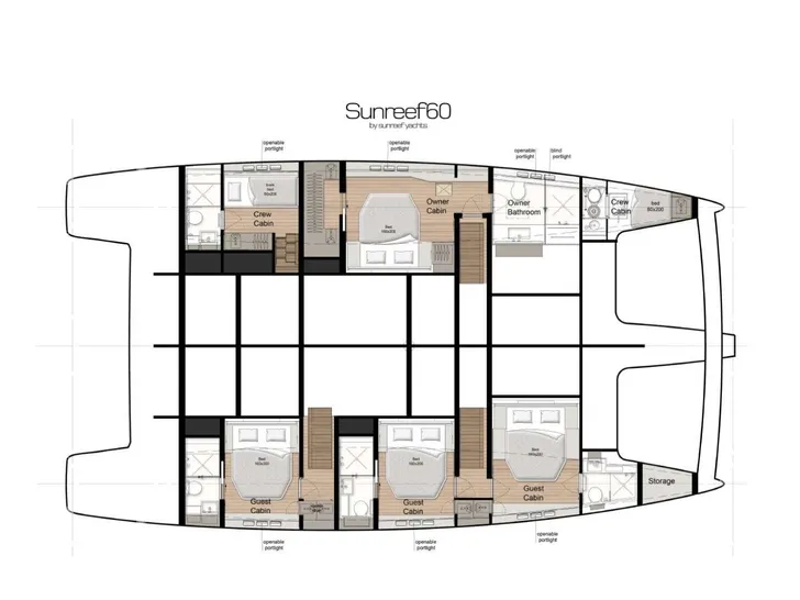 YLIME Sunreef 60 - cabin layout YLIME Sunreef 60 - cabin layout