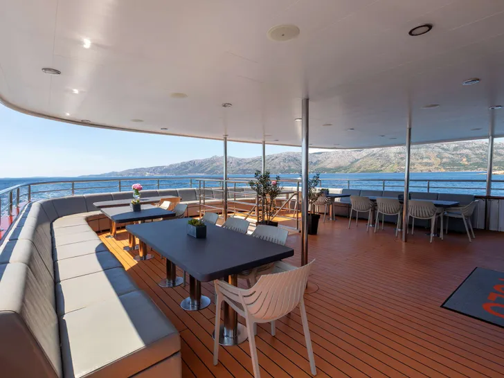YOLO Odisej 48m - sky deck aft alfresco dining area YOLO Odisej 48m - sky deck aft alfresco dining area
