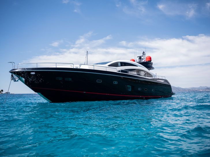 PALUMBA Sunseeker Predator 84 - anchored bow view PALUMBA Sunseeker Predator 84 - anchored bow view