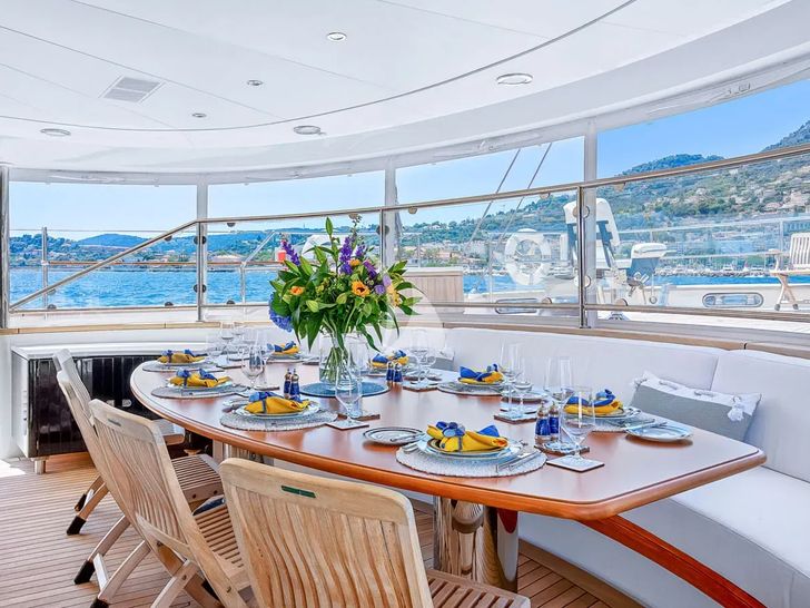 ZENJI Perini Navi 56m - aft deck alfresco dining area ZENJI Perini Navi 56m - aft deck alfresco dining area