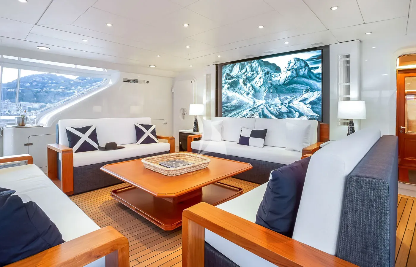 ZENJI Perini Navi 56m - aft deck lounge with TV