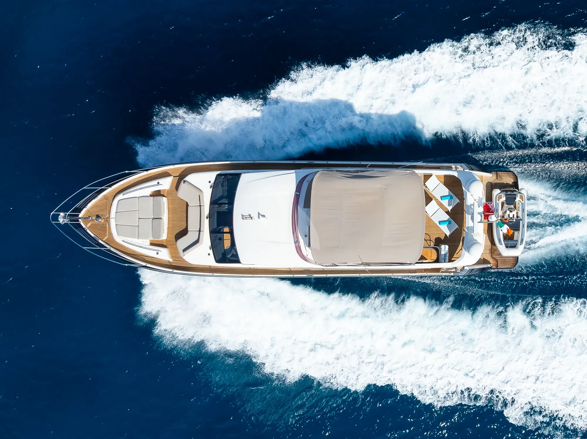 ZEN OF LONDON Princess 68 - cruising top aerial shot