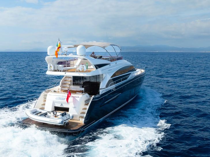 ZEN OF LONDON Princess 68 - cruising aft shot ZEN OF LONDON Princess 68 - cruising aft shot