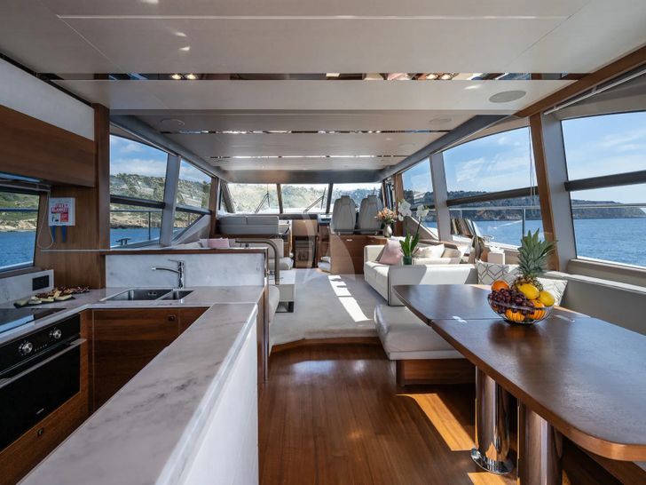 ZEN OF LONDON Princess 68 - galley and dining area ZEN OF LONDON Princess 68 - galley and dining area