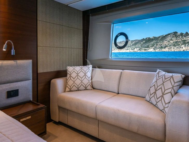 ZEN OF LONDON Princess 68 - master cabin lounge ZEN OF LONDON Princess 68 - master cabin lounge