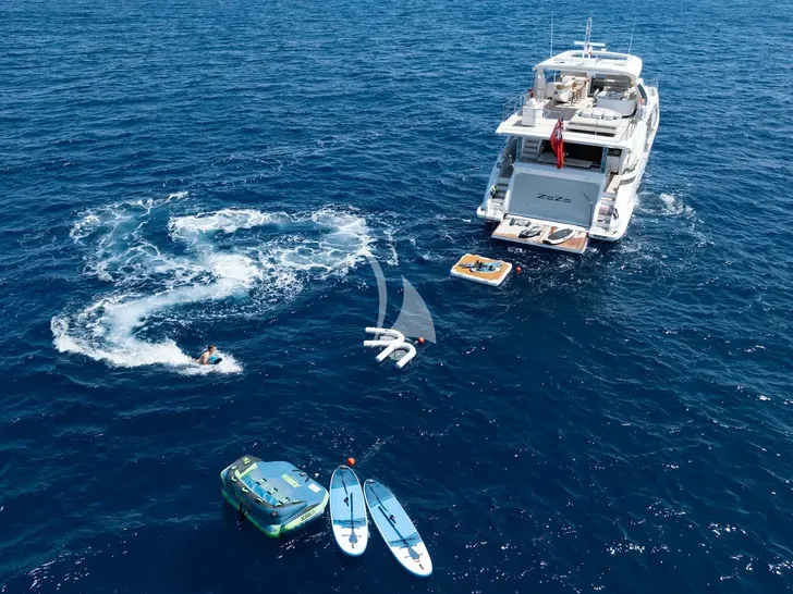 ZOZO Azimut Grande 27m - anchored with the water toys ZOZO Azimut Grande 27m - anchored with the water toys