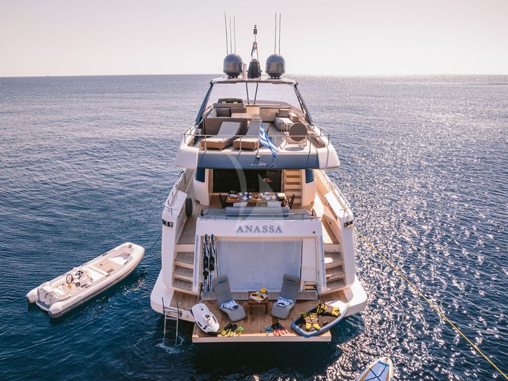 ANASSA A Ferretti 850 - anchored aft view ANASSA A Ferretti 850 - anchored aft view